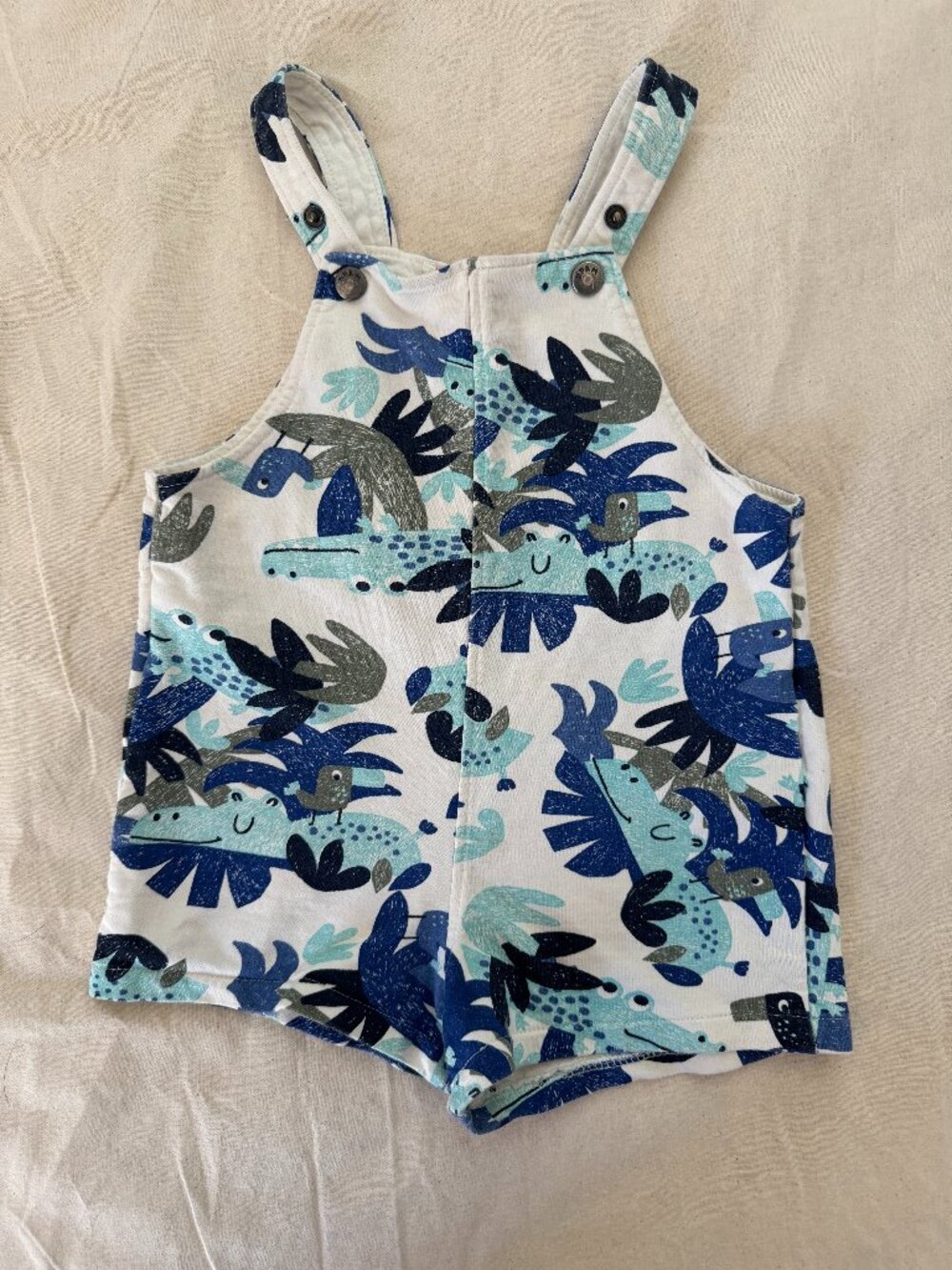 Cute Crocodile and bird overalls in Blue/White - Size 24M